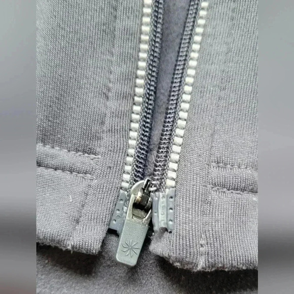 Athleta Grey Workout Athletic Zip Hoodie Jacket With Back Pocket Size Medium - Picture 8 of 16